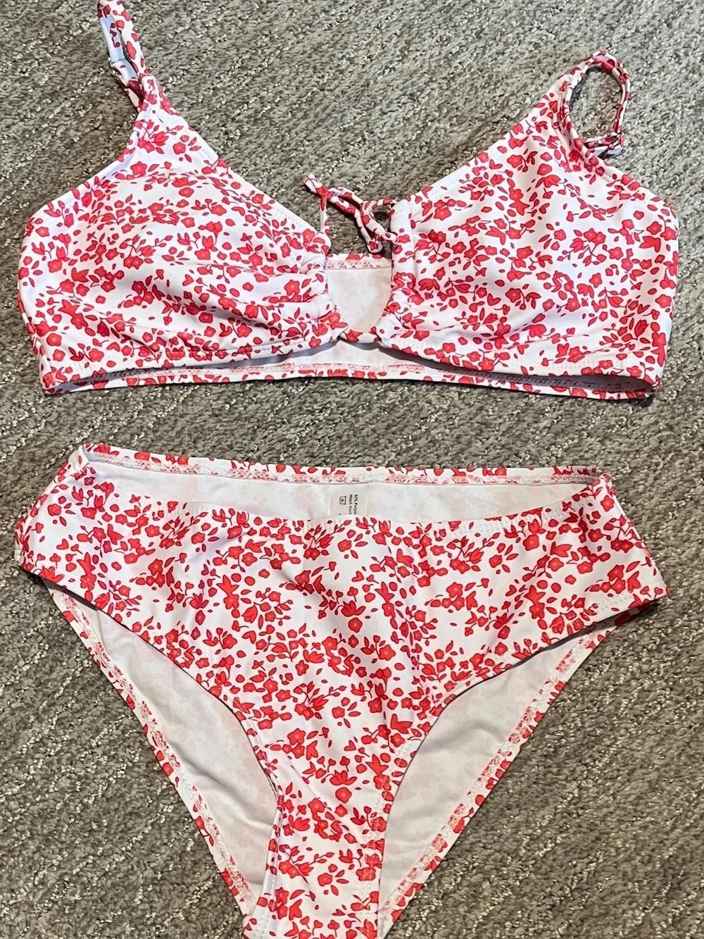 Girls' 2 Piece Ditsy Floral Print Knot Front Ruched Triangle 1351/bb6-1